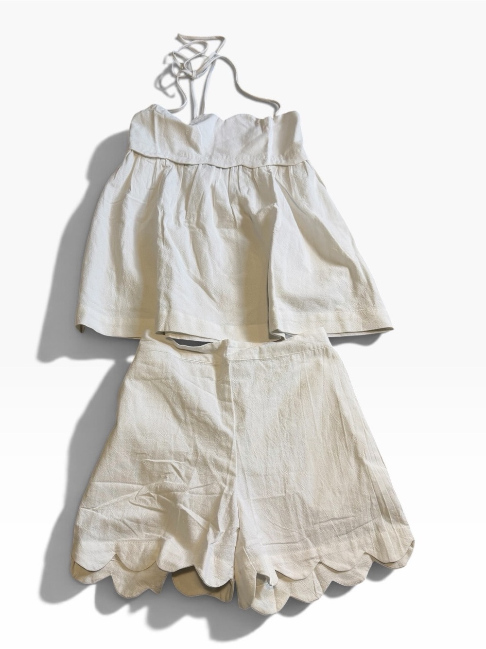 Bright White Scalloped-Hem Shorts - Women's Summer Bermudas